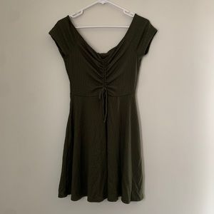 Dark Green off the shoulder dress